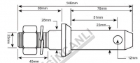 TİLLER ÇEKİ PİMİ 22x28.6MM 7/8. SOMUNLU